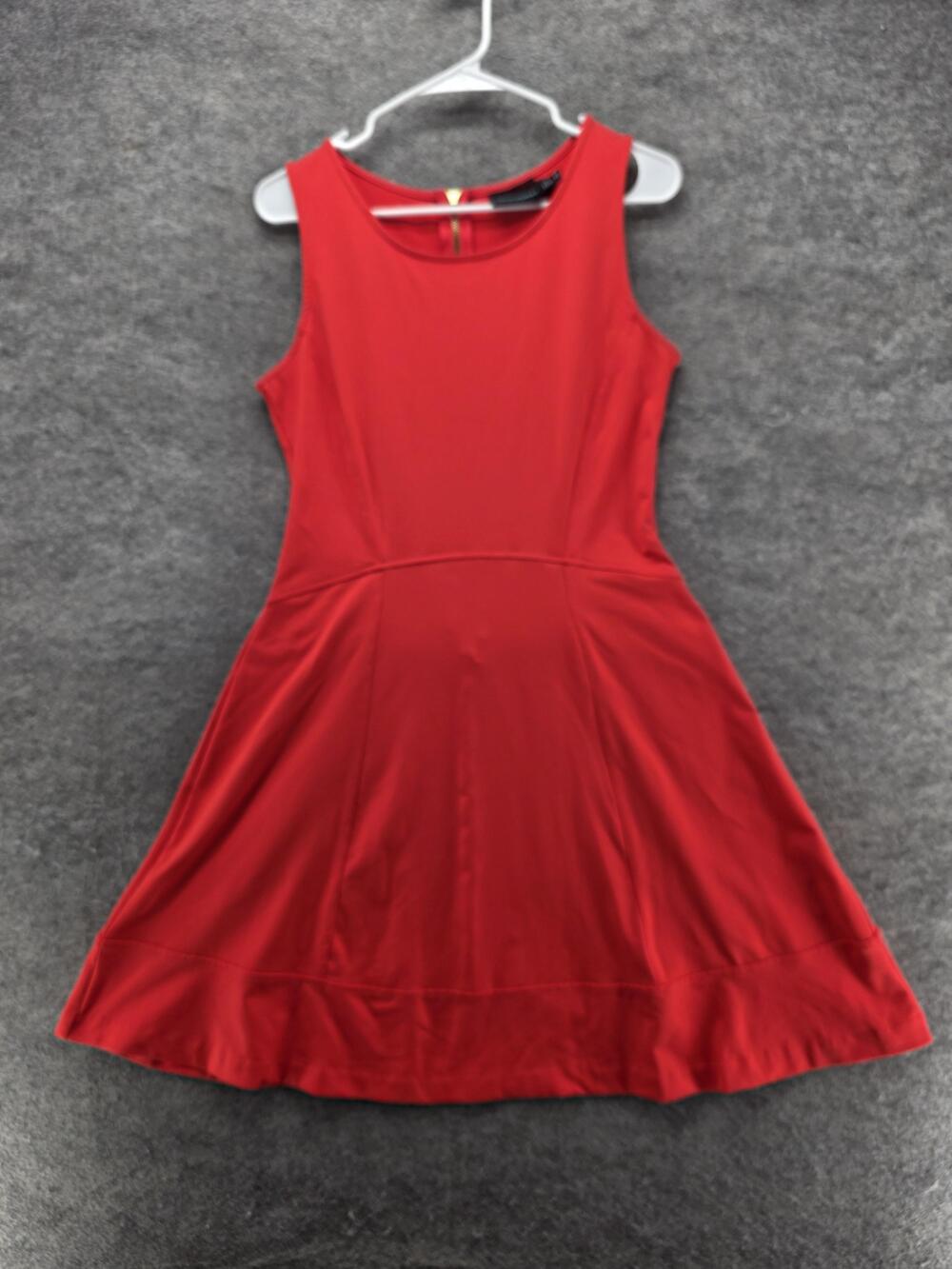 Cynthia Rowley Dress Womens M Red Short Fit & Flare Sleeveless Round Neck Nylon